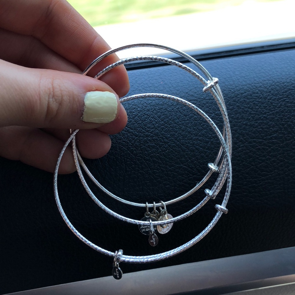 Alex and Ani Plain Silver Stackable THREE